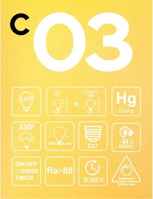 LED Λαμπτήρας C03 A60 Μελί Σπιράλ Νήμα 4W E27 Dimmable 1800K