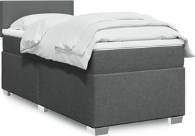 vidaXL Κρεβάτι Boxspring με Στρώμα Σκούρο Γκρι 100x200 εκ. Υφασμάτινο