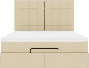 vidaXL Οθωμανικό κρεβάτι με στρώμα Cream 140x200cm ύφασμα