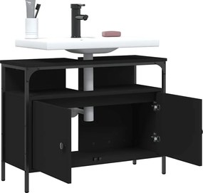 vidaXL Ντουλάπι Νιπτήρα Μπάνιου Μαύρο 80x30x60 εκ. Επεξεργασμένο Ξύλο