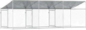 vidaXL Κλουβί Σκύλου με Οροφή και Πόρτες Γκρι 6x2x2 μ. Γαλβ. Χάλυβας