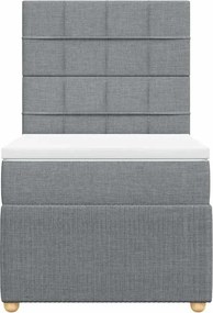 vidaXL Κρεβάτι Boxspring με Στρώμα Ανοιχτό Γκρι 90x200 εκ. Υφασμάτινο