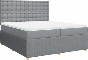vidaXL Κρεβάτι Boxspring με Στρώμα Ανοιχτό Γκρι 200x200 εκ. Υφασμάτινο