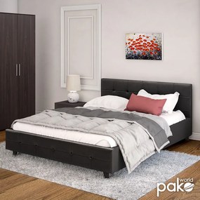 Κρεβάτι Roi pakoworld διπλό 160x200 PU μαύρο ματ + αποθηκευτικό χώρο - Τεχνόδερμα - 006-000017