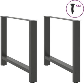 vidaXL Πόδια Τραπεζαρίας Ανθρακί 2 τεμ. 90x(72-73) εκ. Ατσάλι