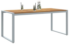 vidaXL Τραπέζι Εξωτερικού Χώρου Γκρι 180x90x75 εκ. Από Χάλυβα & Στερεό Ξύλο Ακακίας