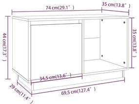 Έπιπλο Τηλεόρασης Μελί 74 x 35 x 44 εκ. από Μασίφ Ξύλο Πεύκου - Καφέ