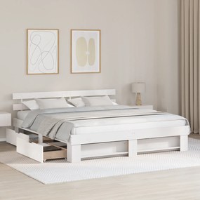 vidaXL Σκελετός Κρεβατιού Λευκό 200 x 200 cm Μασίφ ξύλο πεύκου