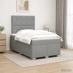 vidaXL Κρεβάτι box spring με στρώμα Ανοιχτό γκρι 120 x 200 cm Ύφασμα