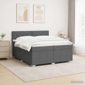 vidaXL Κρεβάτι box spring με στρώμα Σκούρο Γκρι 200 x 200 cm Ύφασμα