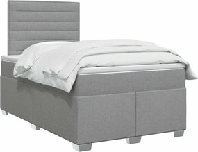 vidaXL Κρεβάτι box spring με στρώμα Ανοιχτό γκρι 120 x 200 cm Ύφασμα