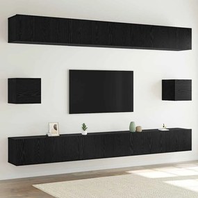 vidaXL Σετ επίπλου τηλεόρασης 8 pcs Μαύρη Οξυά Επεξεργασμένο ξύλο