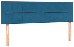 Κρεβάτι Boxspring με Στρώμα Σκούρο Μπλε 160x210 εκ. Βελούδινο - Μπλε