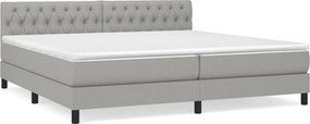 vidaXL Κρεβάτι Boxspring με Στρώμα Ανοιχτό Γκρι 200x200 εκ. Υφασμάτινο