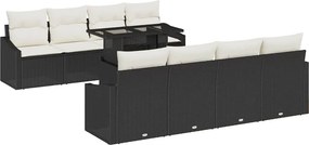 vidaXL Σετ Καναπέ Κήπου 7 pcs Μαύρο και κρεμ συνθετικό ρατάν