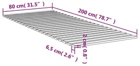 Σανίδες Κρεβατιού 80 x 200 εκ. από Μασίφ Ξύλο Πεύκου - Καφέ