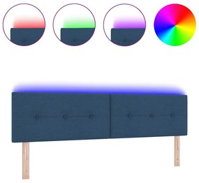 vidaXL LED Κεφαλάρι με φώτα λωρίδας LED με κεφαλάρι Μπλε 180 cm ύφασμα