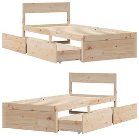 vidaXL Σκελετός Κρεβατιού Χωρίς Στρώμα 100x200 εκ. Μασίφ Πεύκο