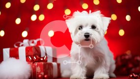 Σετ των 2 Intra Συλλεκτικό Ξύλινο Παζλ Plywood 4mm - Εορταστικό σκυλί με χριστουγεννιάτικα δώρα Σε Ξύλινο Κουτί - Διαστάσεις: 10x10 cm – 25 κομμάτια