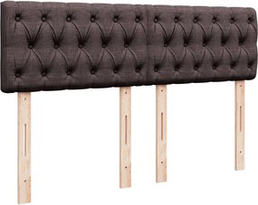 vidaXL Κρεβάτι Boxspring με Στρώμα Σκούρο Καφέ 140x200 εκ Υφασμάτινο