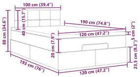 Οθωμανικό κρεβάτι με στρώμα σκούρο μπλε 120x190 cm Velvet - Μπλε