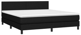 Κρεβάτι Boxspring με Στρώμα &amp; LED Μαύρο 160x200 εκ. Υφασμάτινο - Μαύρο