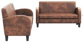 vidaXL Σετ Σαλονιού 2 τεμ. Καφέ από Συνθετικό Καστόρι