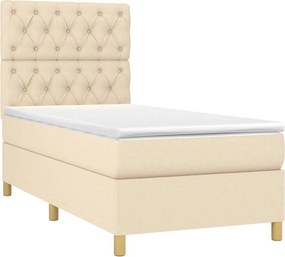 vidaXL Κρεβάτι Boxspring με Στρώμα &amp; LED Κρεμ 80x200 εκ. Υφασμάτινο