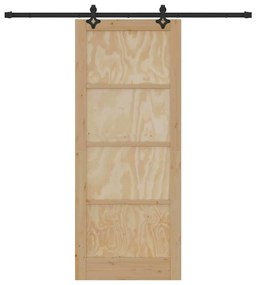 vidaXL Συρόμενη Πόρτα Φυσικό και μαύρο 86 x 211 cm