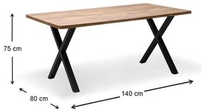 Τραπέζι Jeremy Megapap Mdf - μεταλλικό χρώμα ακακίας 140x80x75εκ.