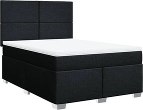 vidaXL Κρεβάτι Boxspring με Στρώμα Μαύρο 140x200 εκ. Υφασμάτινο