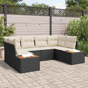 vidaXL Σετ Καναπέ Κήπου 6 pcs Μαύρο και κρεμ 234 x 154 x 85 εκ