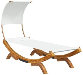vidaXL Ξαπλώστρα ΕξΧώρου Κρεμ 100x200x126εκ Μασίφ Λυγισμένο Ξύλο Τέντα