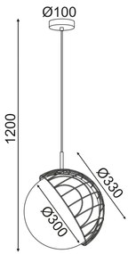 ΚΡΕΜΑΣΤΟ ΦΩΤΙΣΤΙΚΟ 1ΧΕ27 RATTAN+ΛΕΥΚΟ ΓΥΑΛΙ D33XH120CM AURORA - DCR921P33