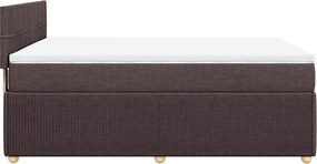 vidaXL Κρεβάτι Boxspring με Στρώμα Σκούρο Καφέ 140x200 εκ Υφασμάτινο