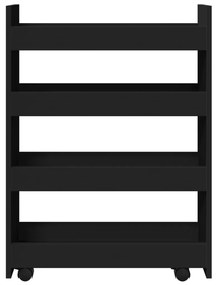 vidaXL Τρόλεϊ Αποθήκευσης Στενό 4 Επιπέδων Μαύρο Επεξεργασμένο Ξύλο