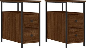 vidaXL Κομοδίνα 2 τεμ. Καφέ Δρυς 30 x 60 x 60 εκ. από Επεξεργ. Ξύλο