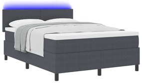 vidaXL Κρεβάτι με βάθρο με στρώμα&LED Σκοτεινό Γκρι 160x200 εκ. Ύφασμα Κόρντερ