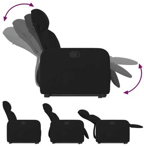 vidaXL Πολυθρόνα Ανακλινόμενη με Ανύψωση Μαύρη Υφασμάτινη