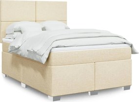 vidaXL Κρεβάτι Boxspring με Στρώμα Κρεμ 160x200 εκ. Υφασμάτινο