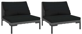 vidaXL Καναπέδες Κήπου 2 τεμ. από Ημικυκλικό Συνθ. Ρατάν με Μαξιλάρια