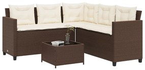 Καναπές Κήπου Γωνιακός Καφέ Συνθ. Ρατάν Τραπέζι + Μαξιλάρια