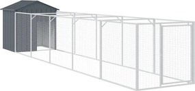 vidaXL Σπιτάκι Σκύλου με Οροφή Ανθρακί 117x609x123 εκ. Γαλβαν. Χάλυβας
