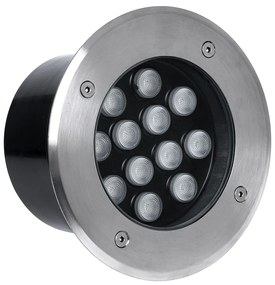GloboStar UNDERGROUND-TINA 90668 Χωνευτό Φωτιστικό Σποτ Δαπέδου LED 12W 1380lm 30° DC 24V Αδιάβροχο IP65 Φ16 x Υ9cm Φυσικό Λευκό 4500K - Ανοξείδωτο Ατσάλι - 3 Years Warranty - 90668