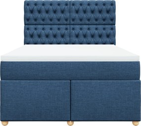 vidaXL Κρεβάτι Boxspring με Στρώμα Μπλε 140x200 εκ. Υφασμάτινο