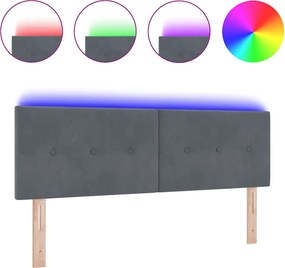 vidaXL LED κεφαλάρι με φώτα λωρίδας LED Γκρι 144 cm Πολυεστέρας