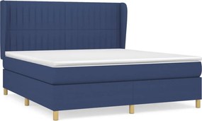 vidaXL Κρεβάτι Boxspring με Στρώμα Μπλε 160x200 εκ. Υφασμάτινο
