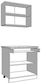Έτοιμη Σύνθεση Κουζίνα Dalila 80 Γκρί Δρύς - Λευκό 80x51,5x206,5 εκ. 80x51.5x206.5 εκ.