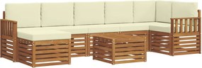 vidaXL Σειρά Καναπέ Εξωτερικού με μαξιλάρι 8 pcs Φυσικό και Κρέμα