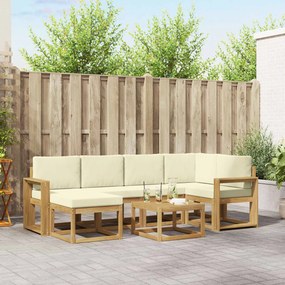 vidaXL Σειρά Καναπέ Εξωτερικού με μαξιλάρι 7 pcs Λευκό και Κρεμ